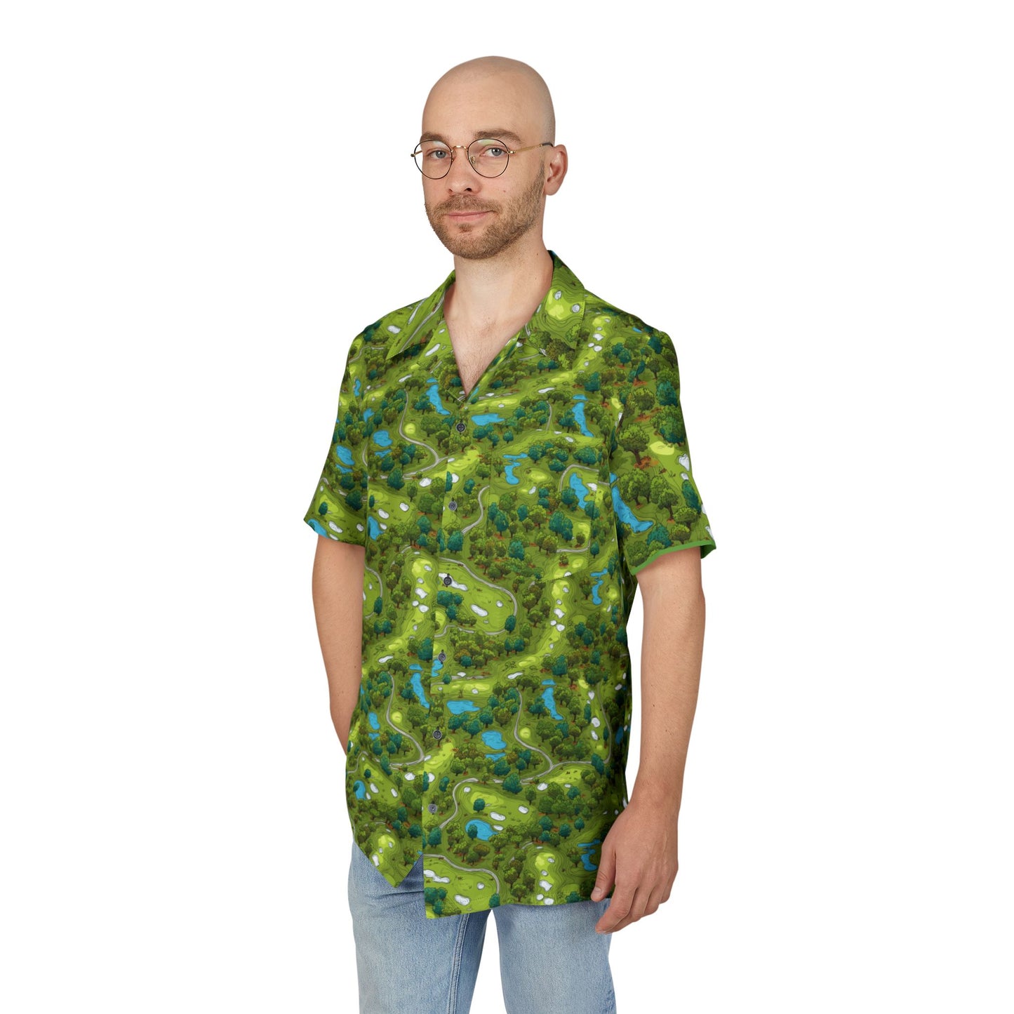 Golf Course Stylish Whimsical Button-Down Shirt