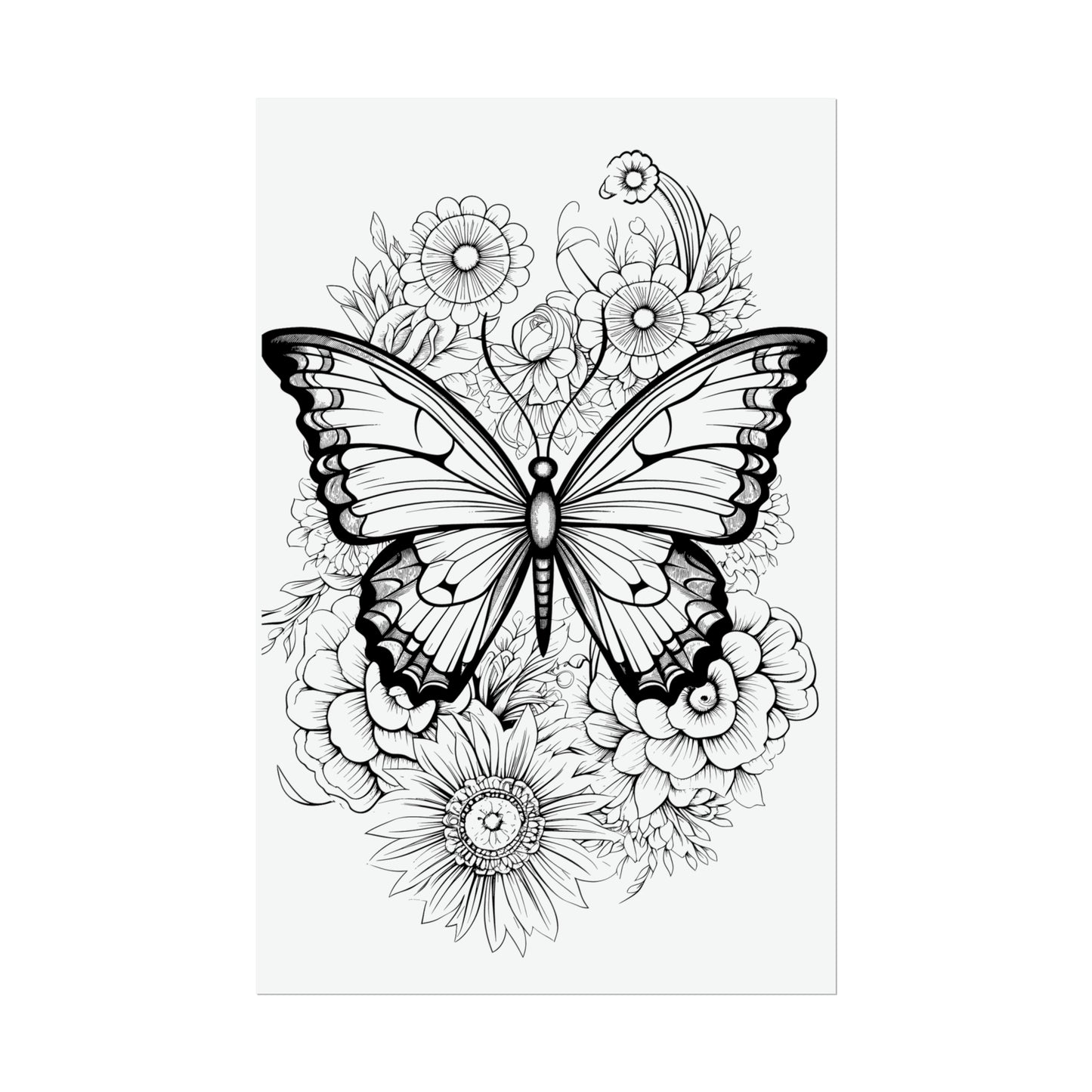 Butterfly Coloring Art Posters