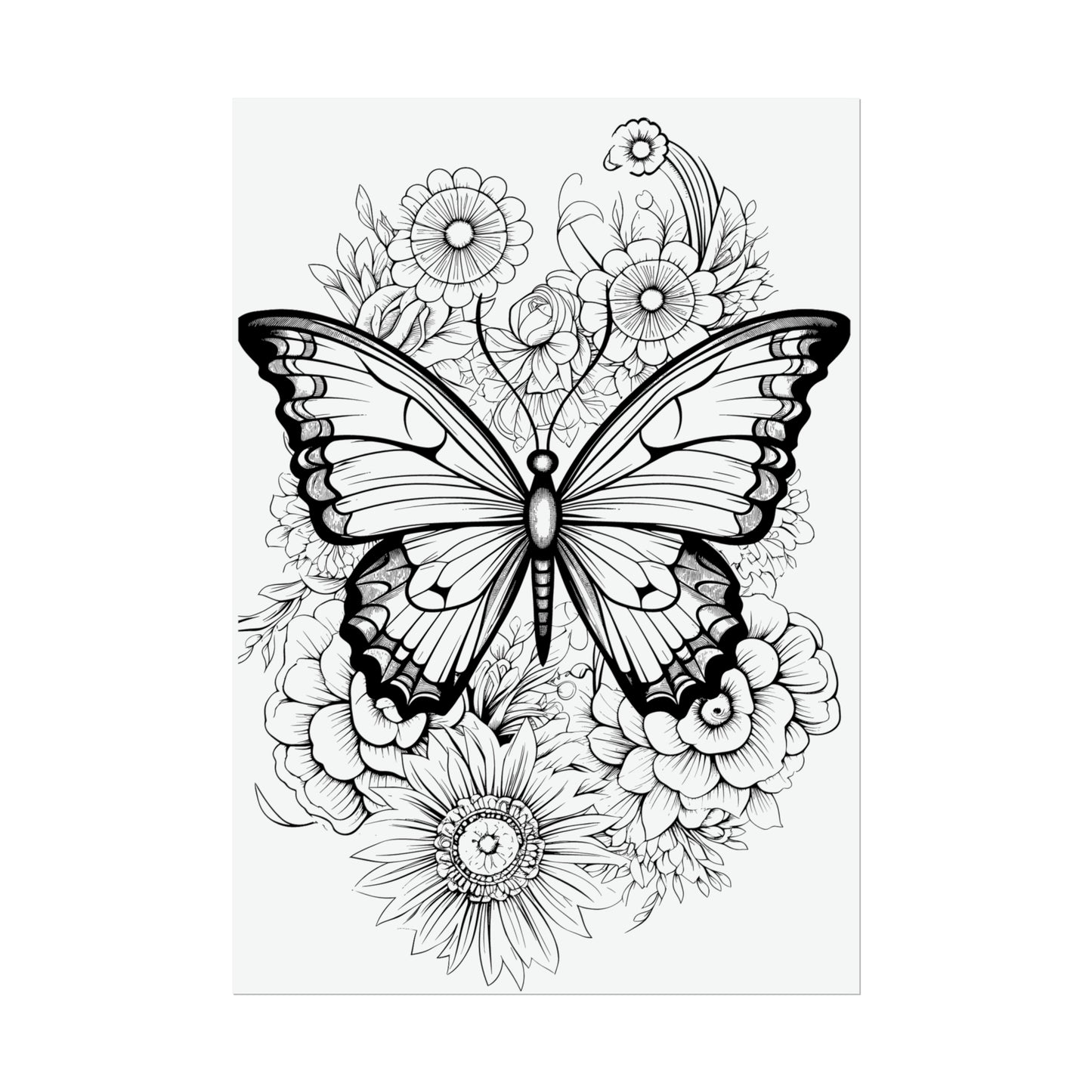 Butterfly Coloring Art Posters