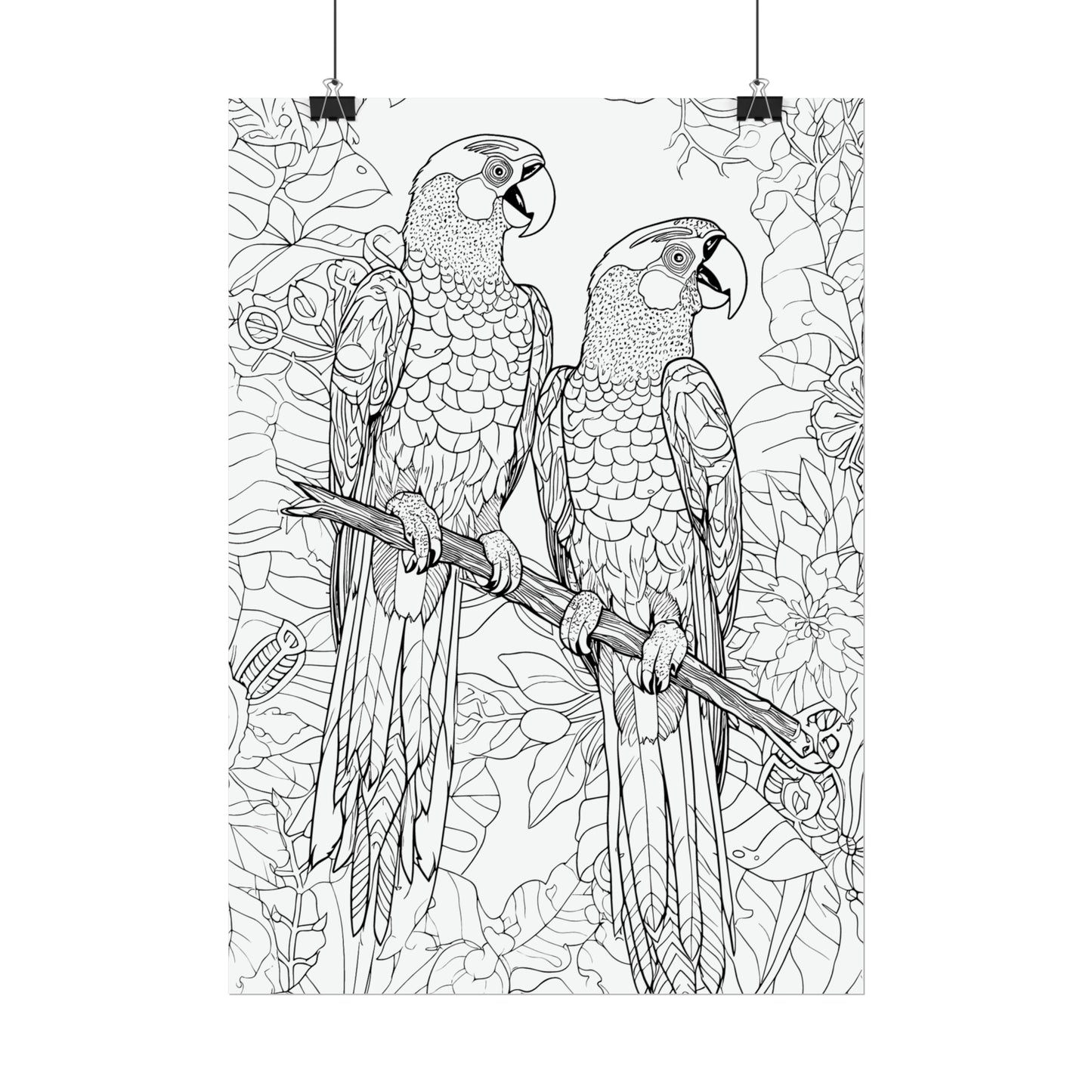 Macaw Parrots Exotic Bird Coloring Art Posters