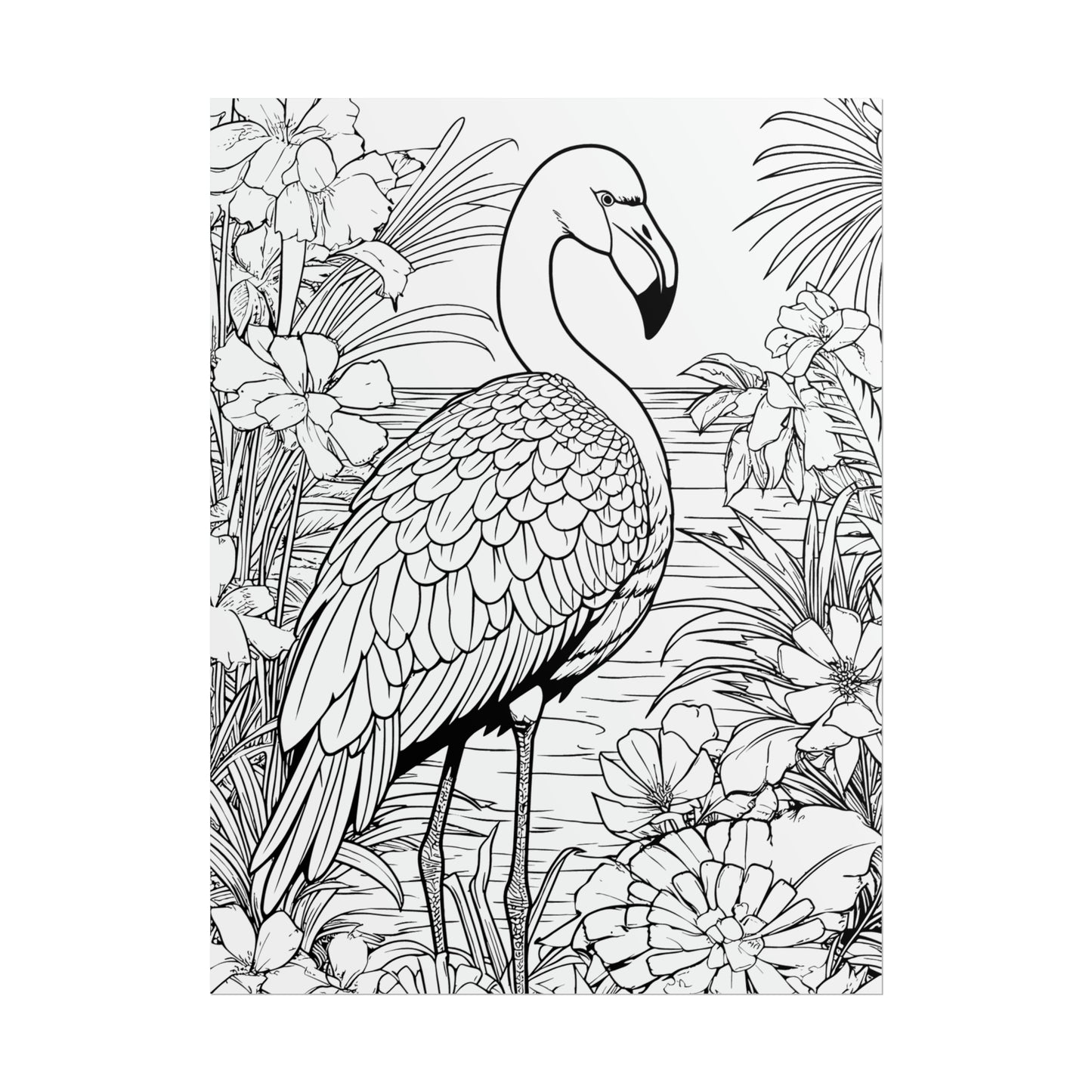 Flamingo Exotic Bird Coloring Art Posters