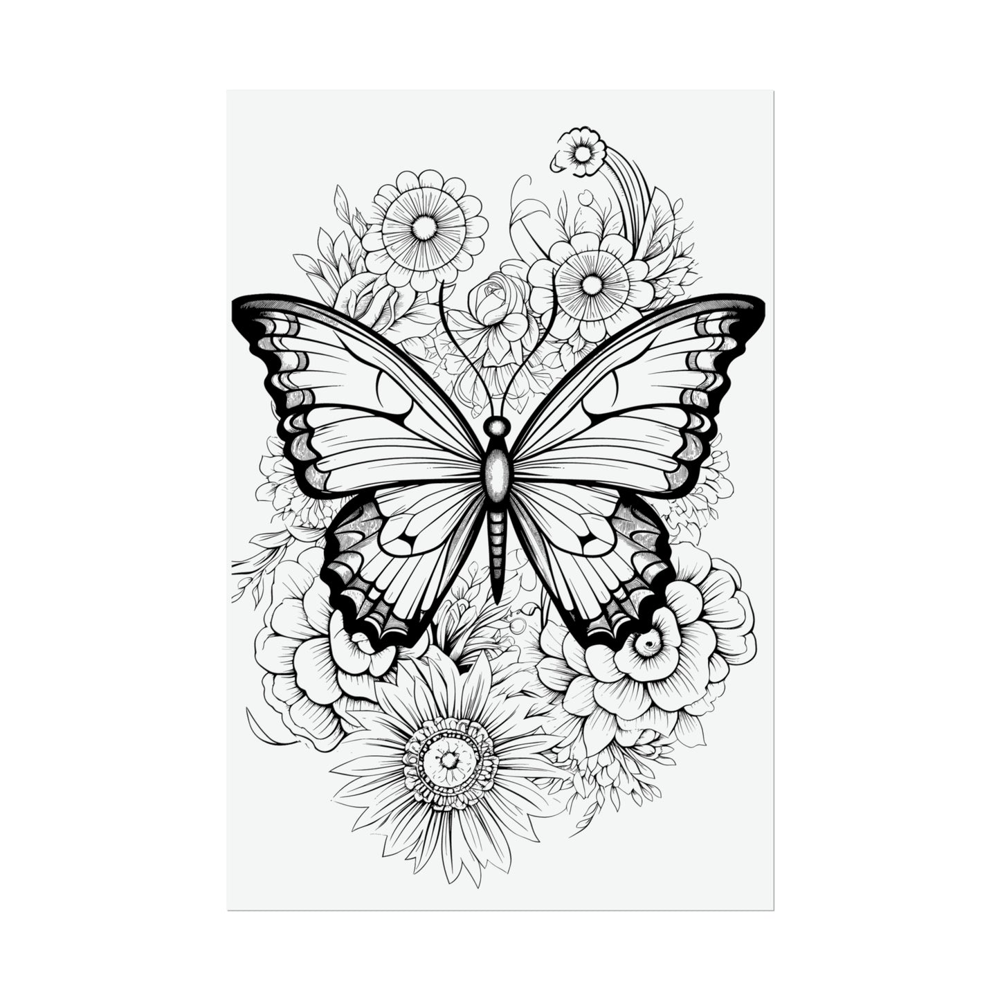 Butterfly Coloring Art Posters