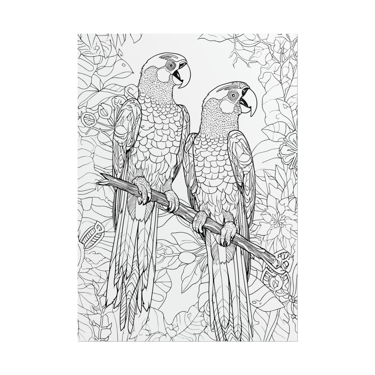 Macaw Parrots Exotic Bird Coloring Art Posters