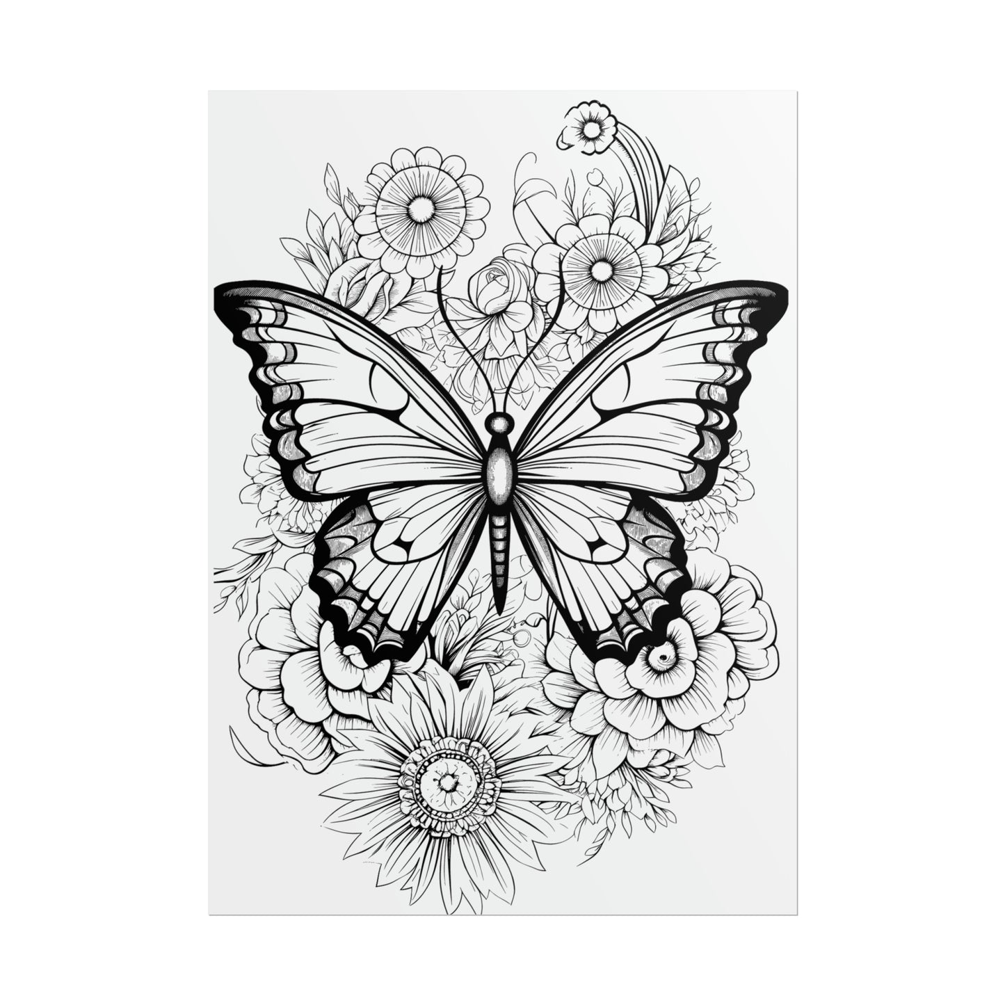 Butterfly Coloring Art Posters