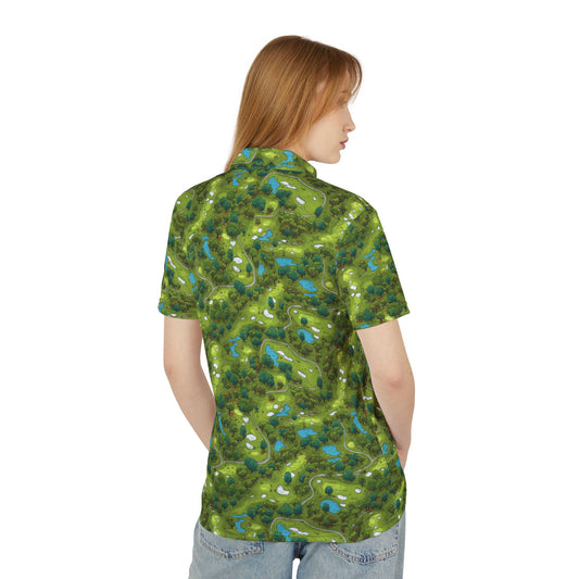 Golf Polo Shirt - Whimsical Golf Course Design for Golf Enthusiasts