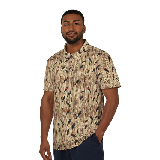 Redwinged Blackbirds and Cattails design Polo Shirt