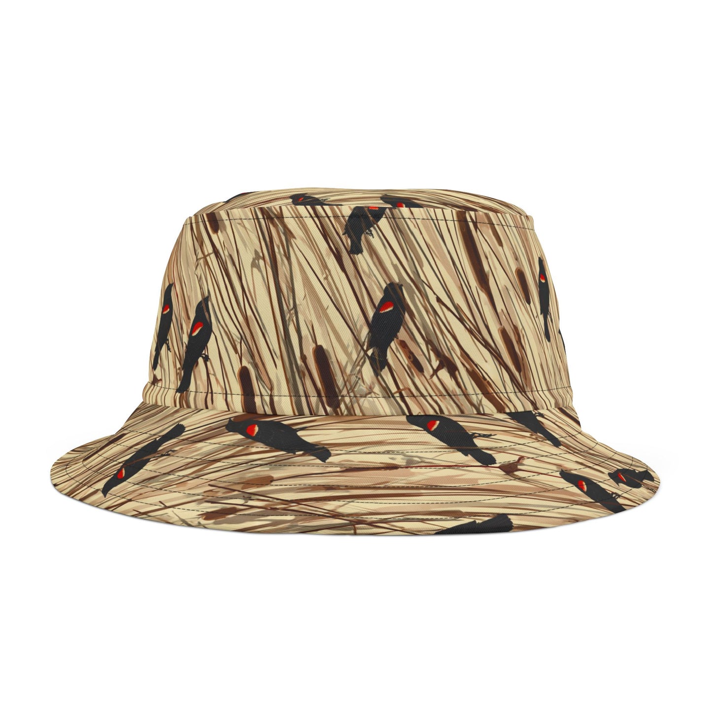 Redwinged Blackbirds and Cattails design Bucket Hat - Fun Golf Enthusiast Cap
