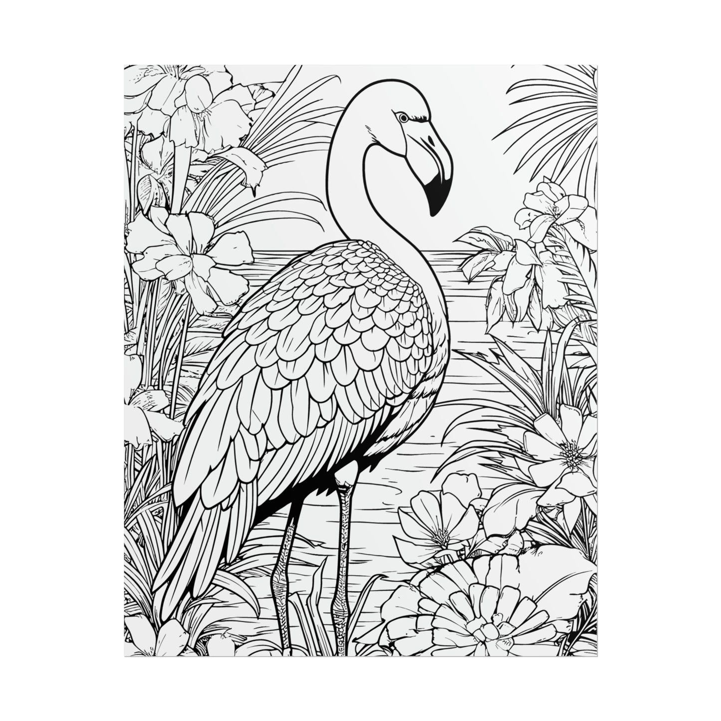 Flamingo Exotic Bird Coloring Art Posters