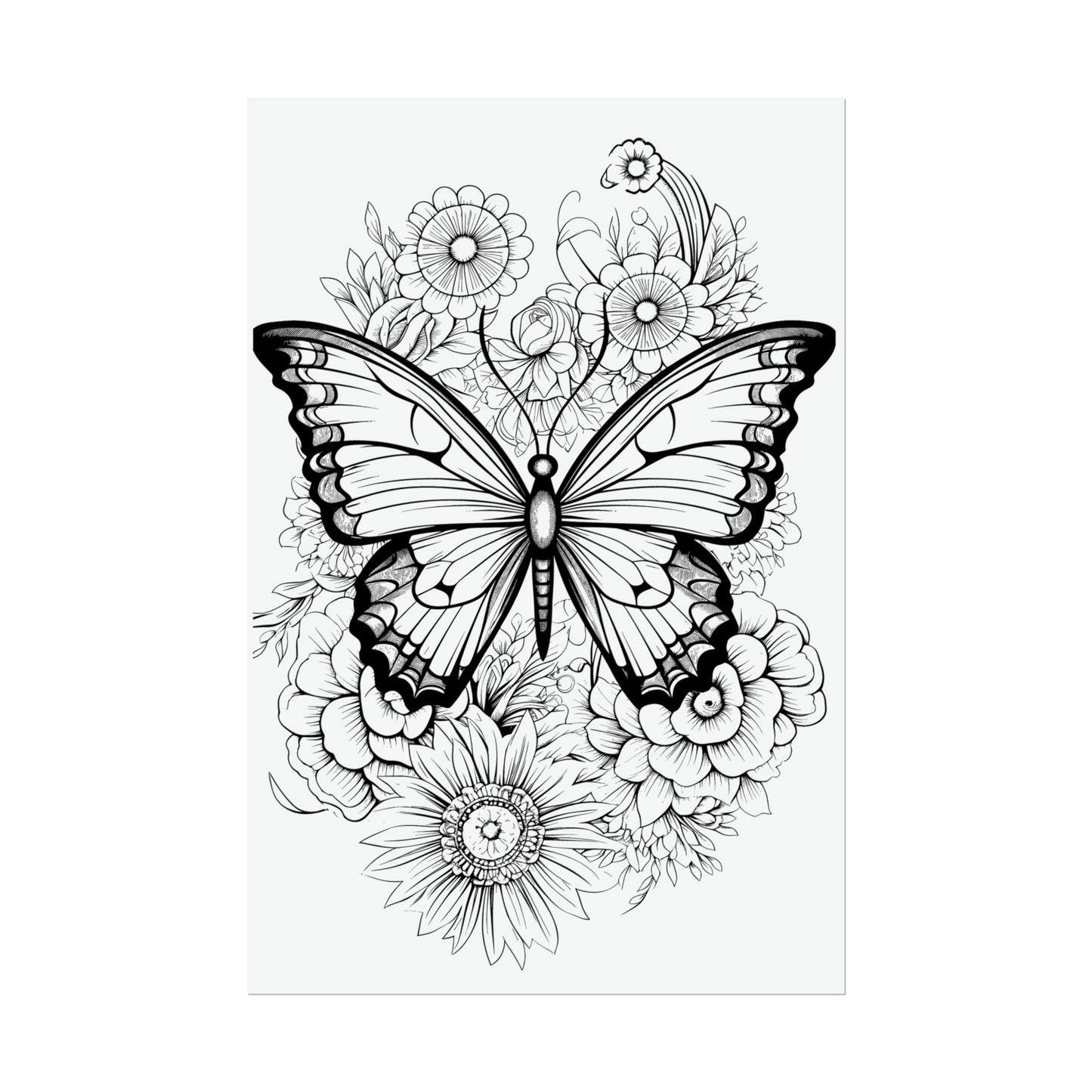 Butterfly Coloring Art Posters