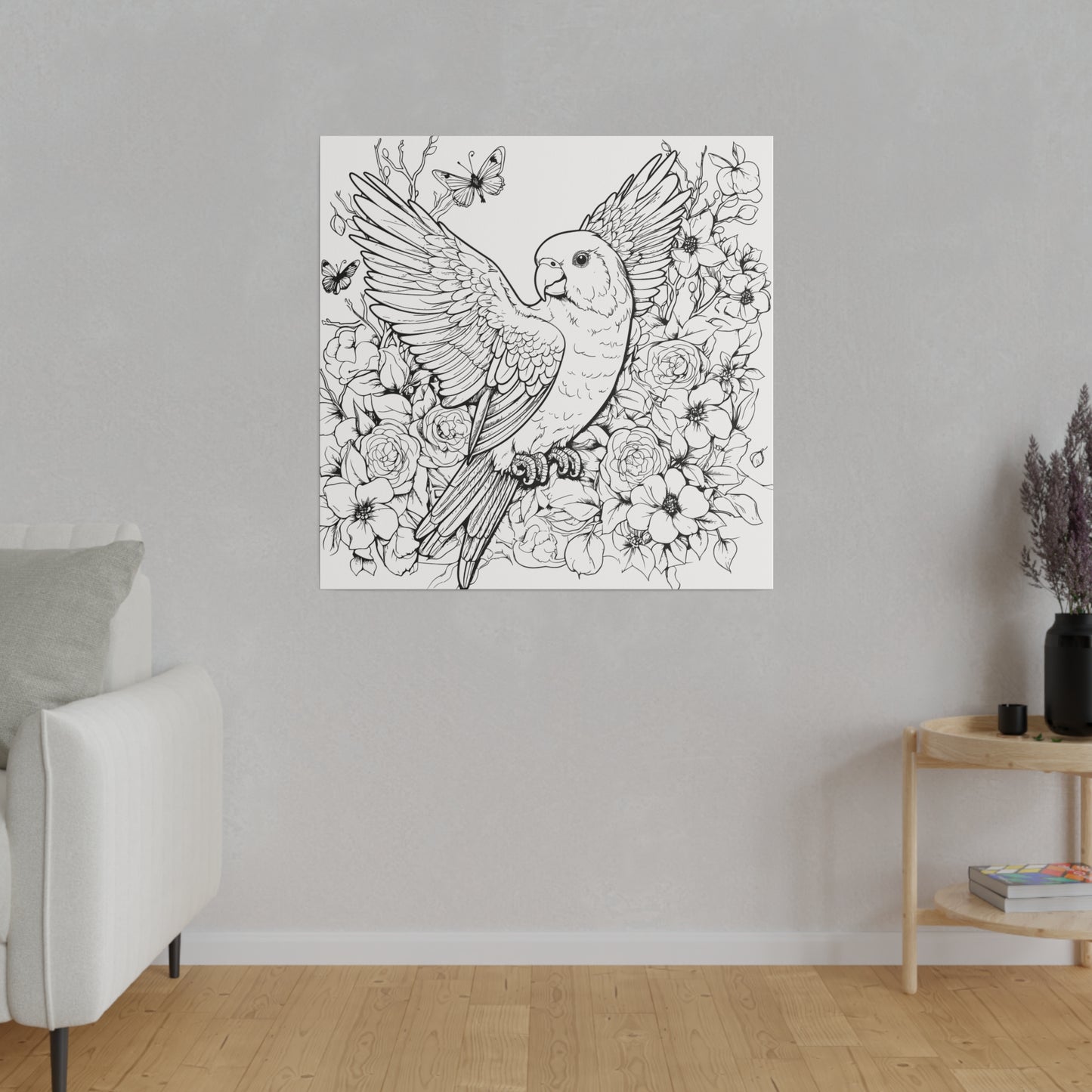 Parakeet Coloring Canvas, Stretched, 0.75"