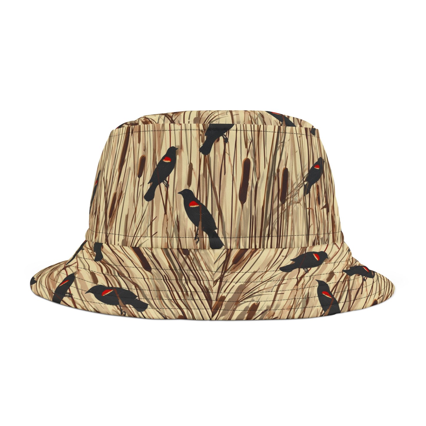 Redwinged Blackbirds and Cattails design Bucket Hat - Fun Golf Enthusiast Cap