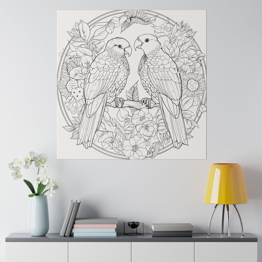 Lovebirds Coloring Canvas, Stretched, 0.75"