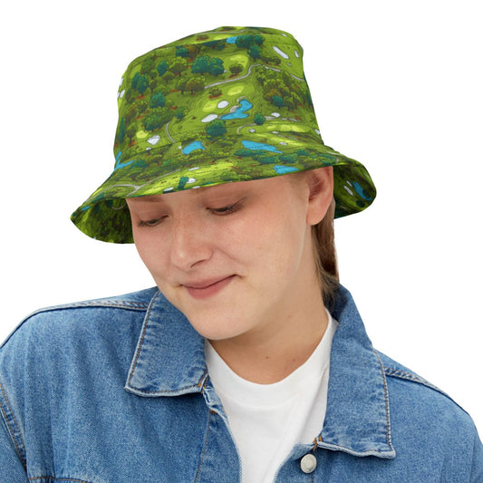 Golf Course Bucket Hat - Fun Golf Enthusiast Cap