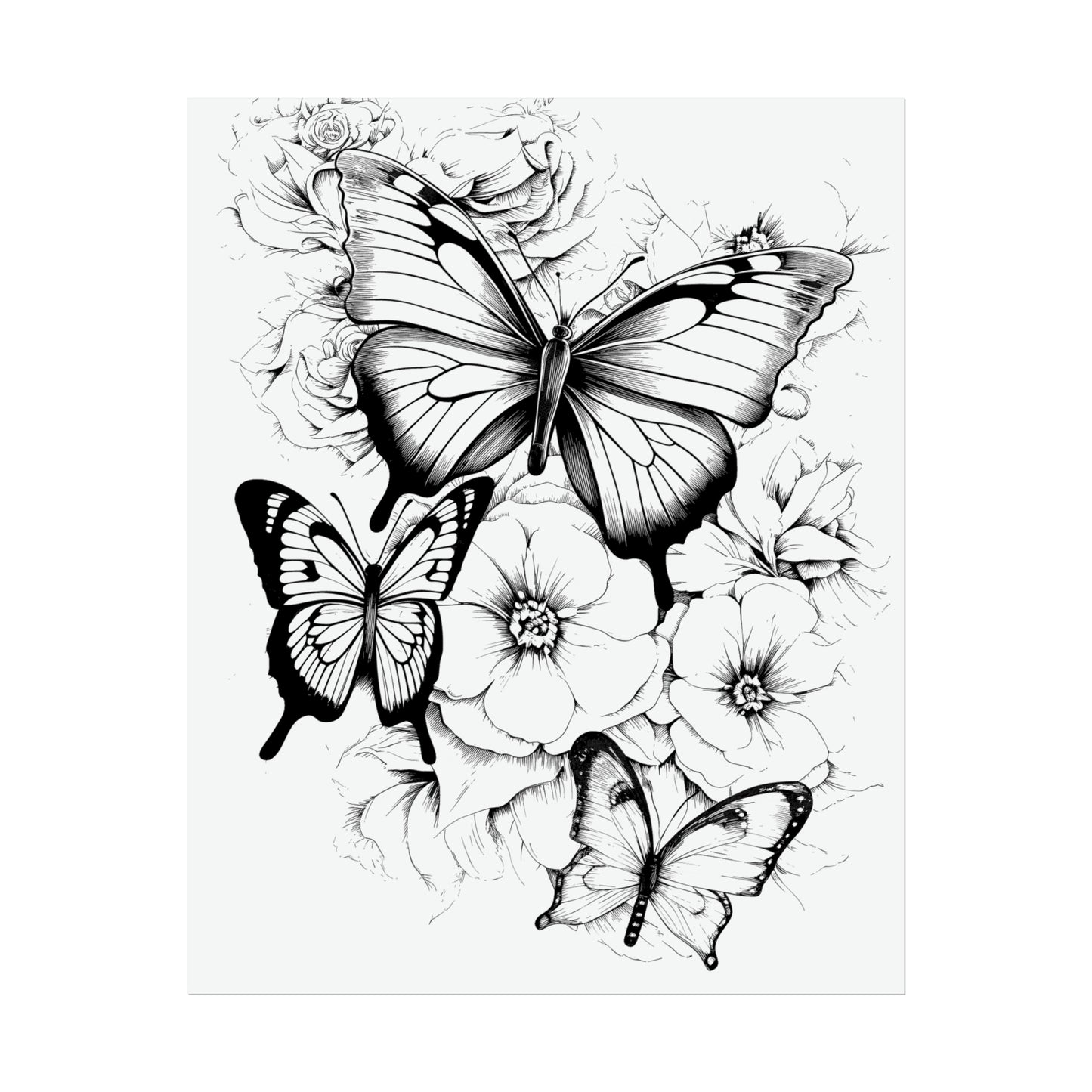 Butterfly Coloring Art Posters