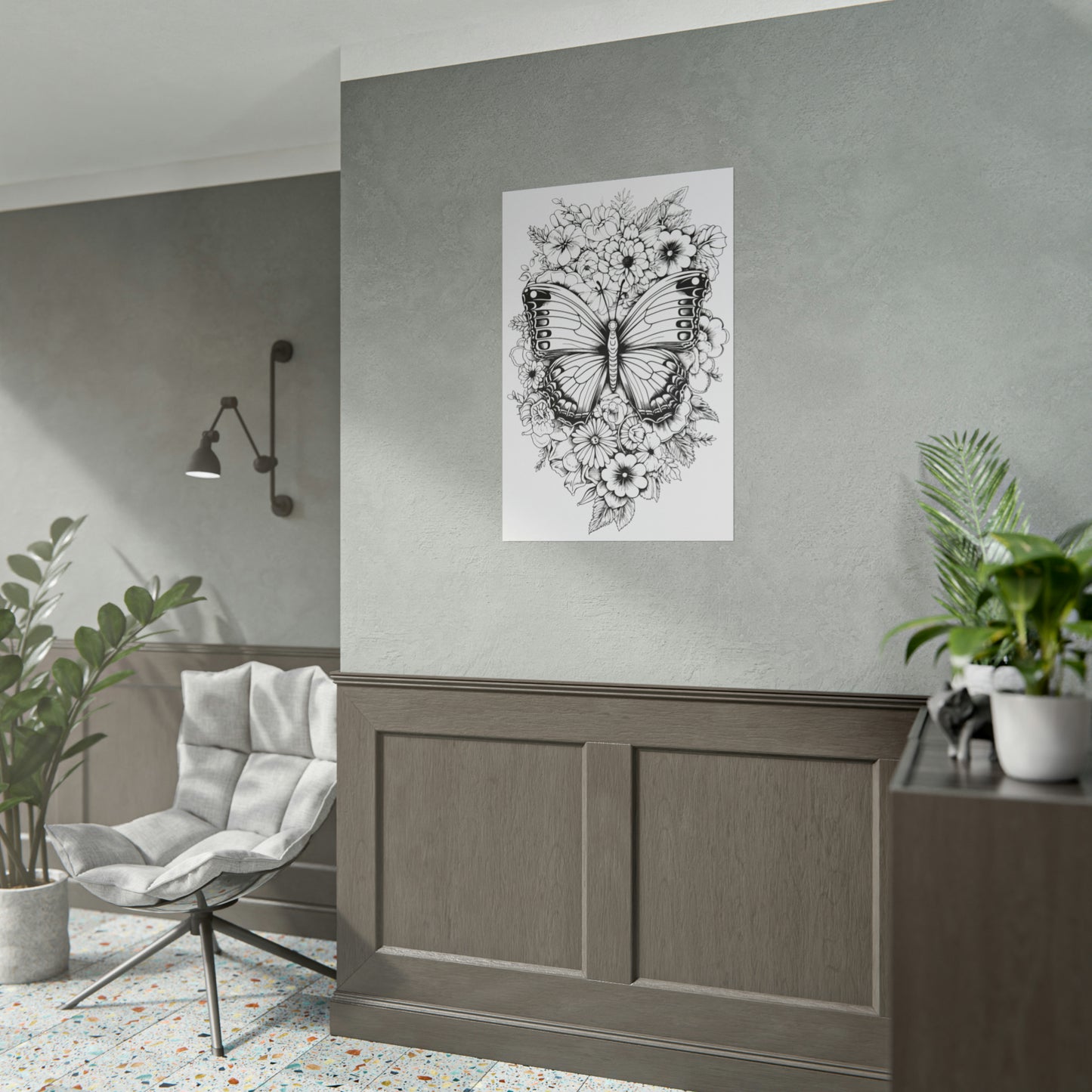 Butterfly Coloring Art Posters