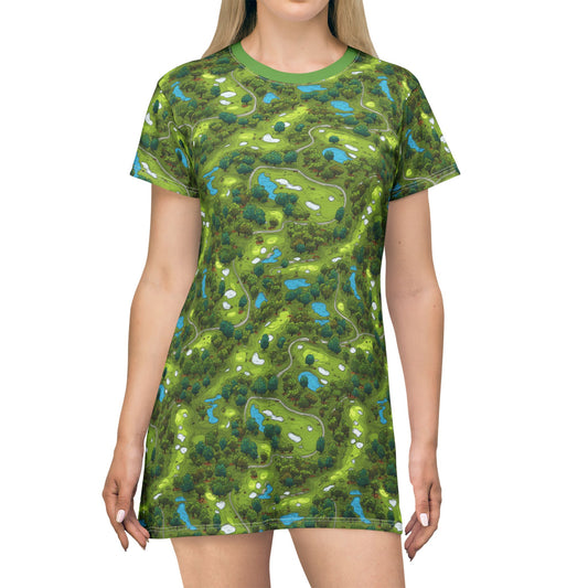 Whimsical Golf Course T-Shirt Dress for Golf Enthusiasts