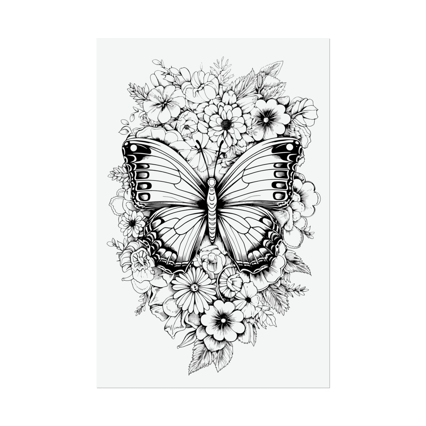 Butterfly Coloring Art Posters
