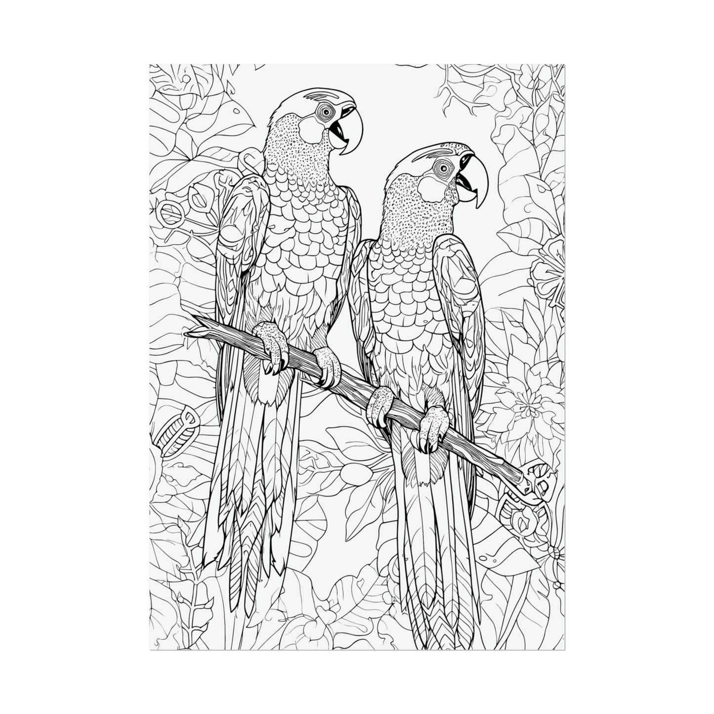 Macaw Parrots Exotic Bird Coloring Art Posters