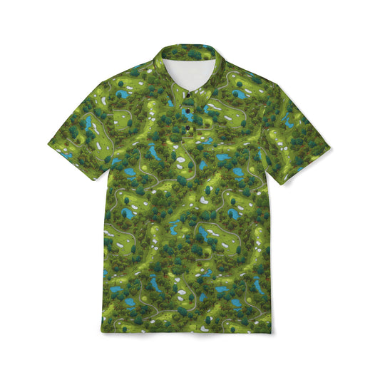 Golf Polo Shirt - Whimsical Golf Course Design for Golf Enthusiasts