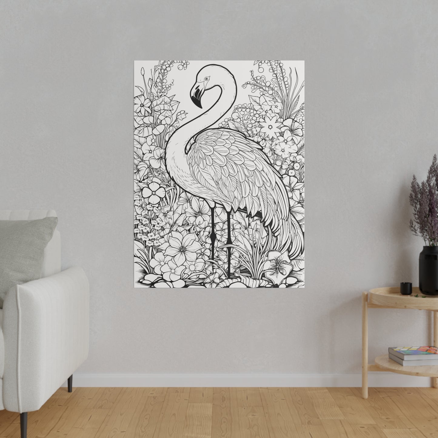Copy of Flamingo Coloring Canvas, Stretched, 0.75"