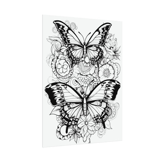 Butterfly Coloring Art Posters
