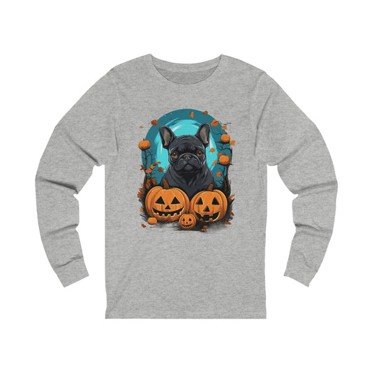 Halloween French Bulldog Unisex Jersey Long Sleeve Tee
