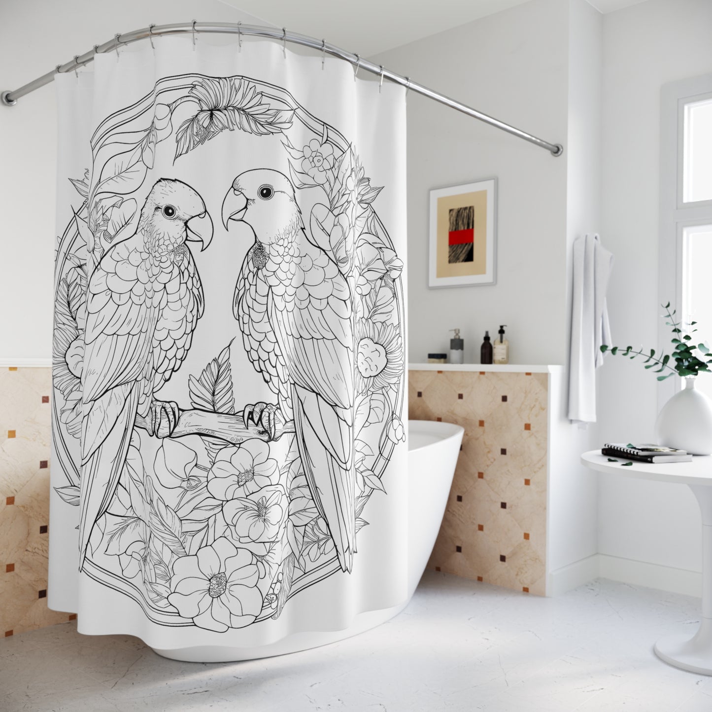 Copy of Lovebirds Pen & Ink Art Shower Curtain