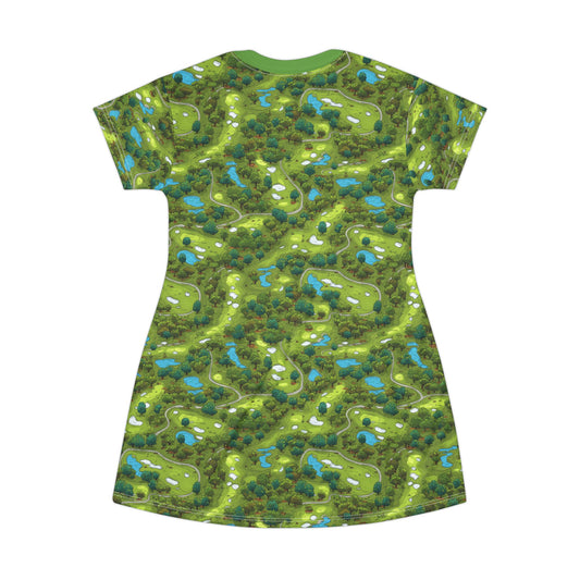 Whimsical Golf Course T-Shirt Dress for Golf Enthusiasts