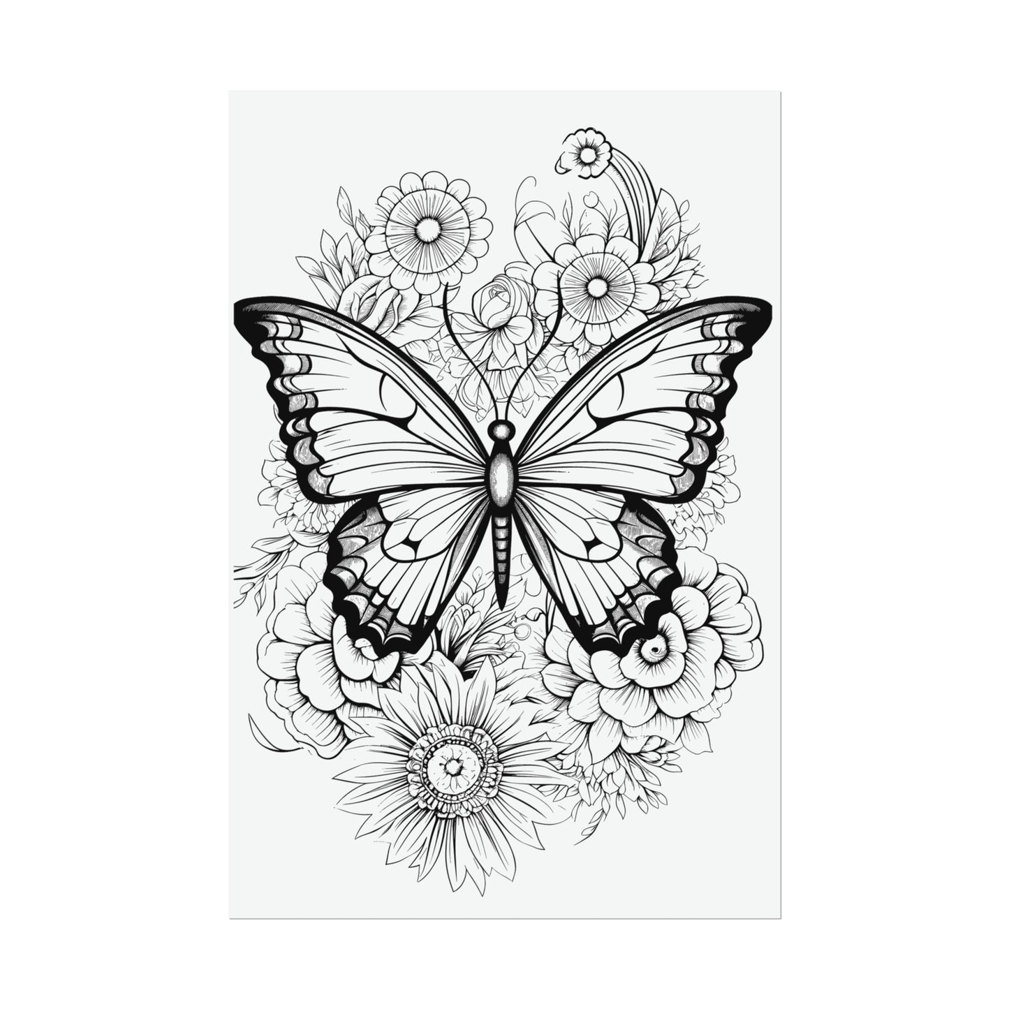 Butterfly Coloring Art Posters