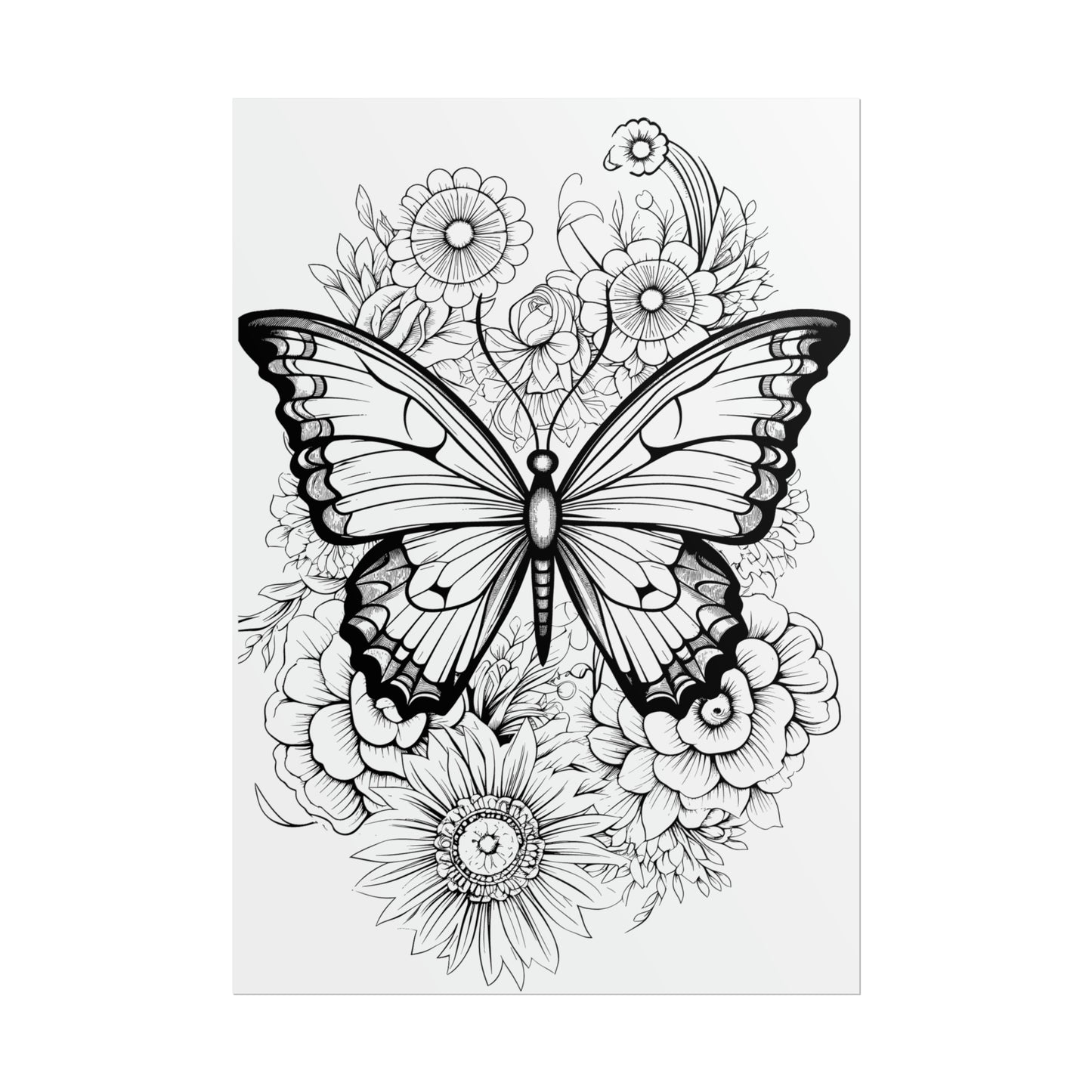 Butterfly Coloring Art Posters
