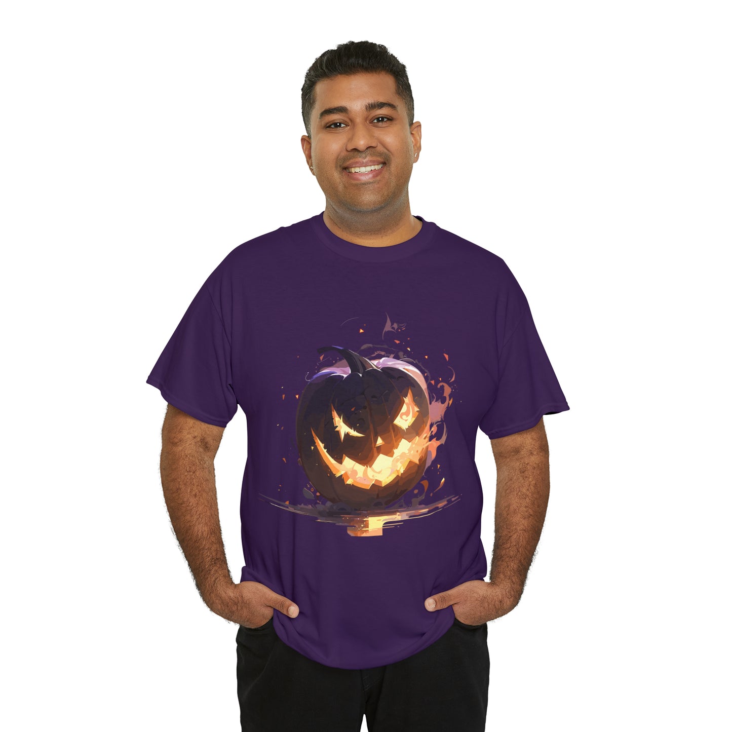 Halloween Scary Pumpkin Unisex Heavy Cotton Tee