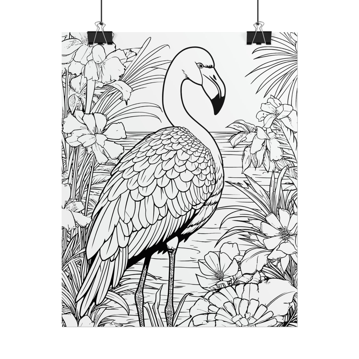 Flamingo Exotic Bird Coloring Art Posters