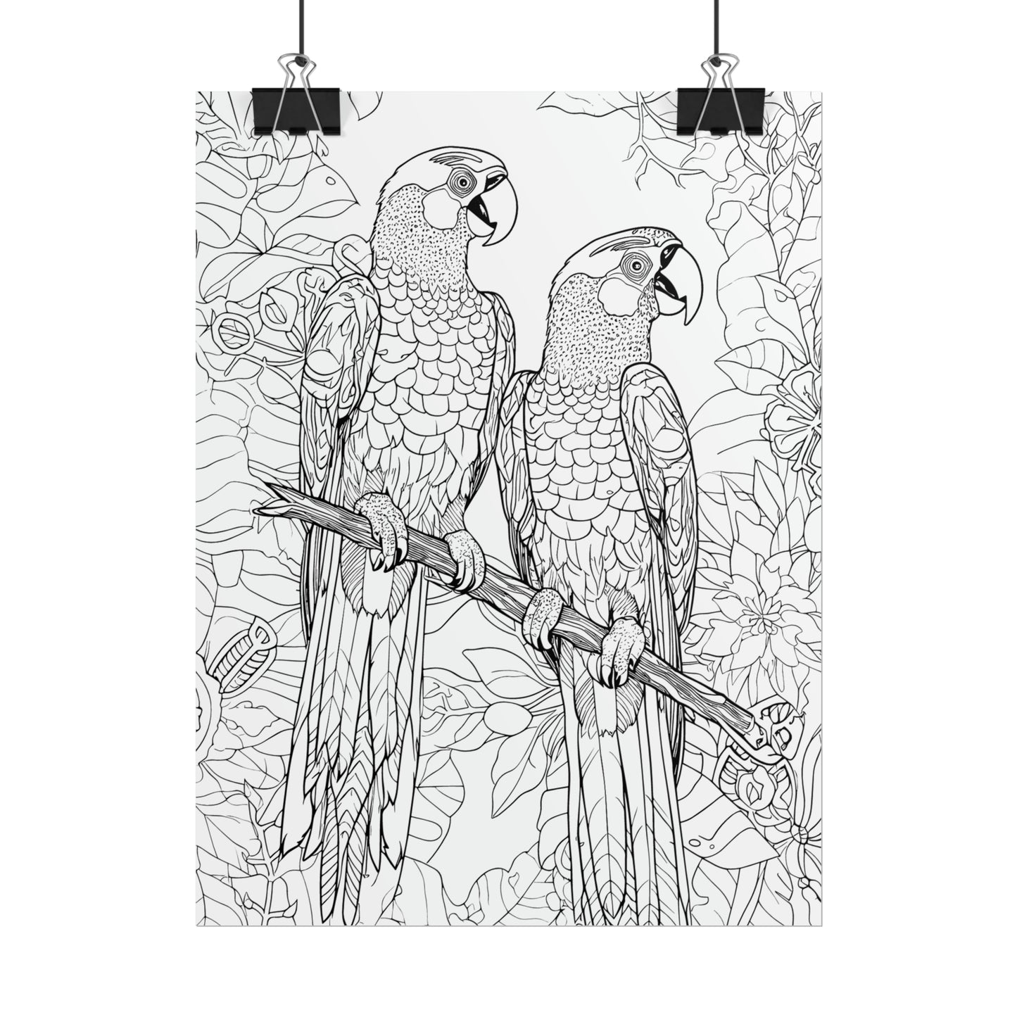 Macaw Parrots Exotic Bird Coloring Art Posters