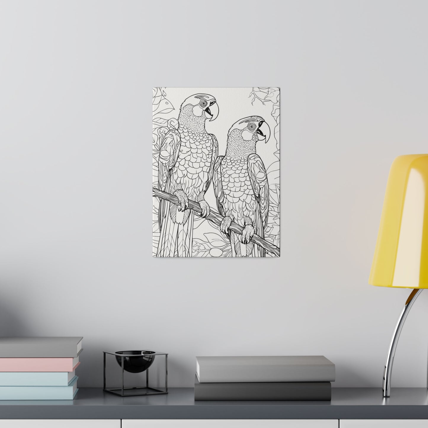 Macaw Parrots Coloring Canvas, Stretched, 0.75"