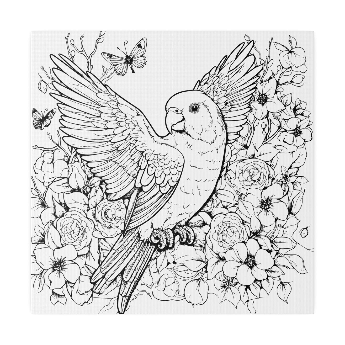 Parakeet Coloring Canvas, Stretched, 0.75"