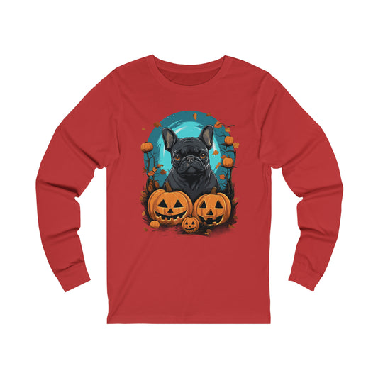 Halloween French Bulldog Unisex Jersey Long Sleeve Tee