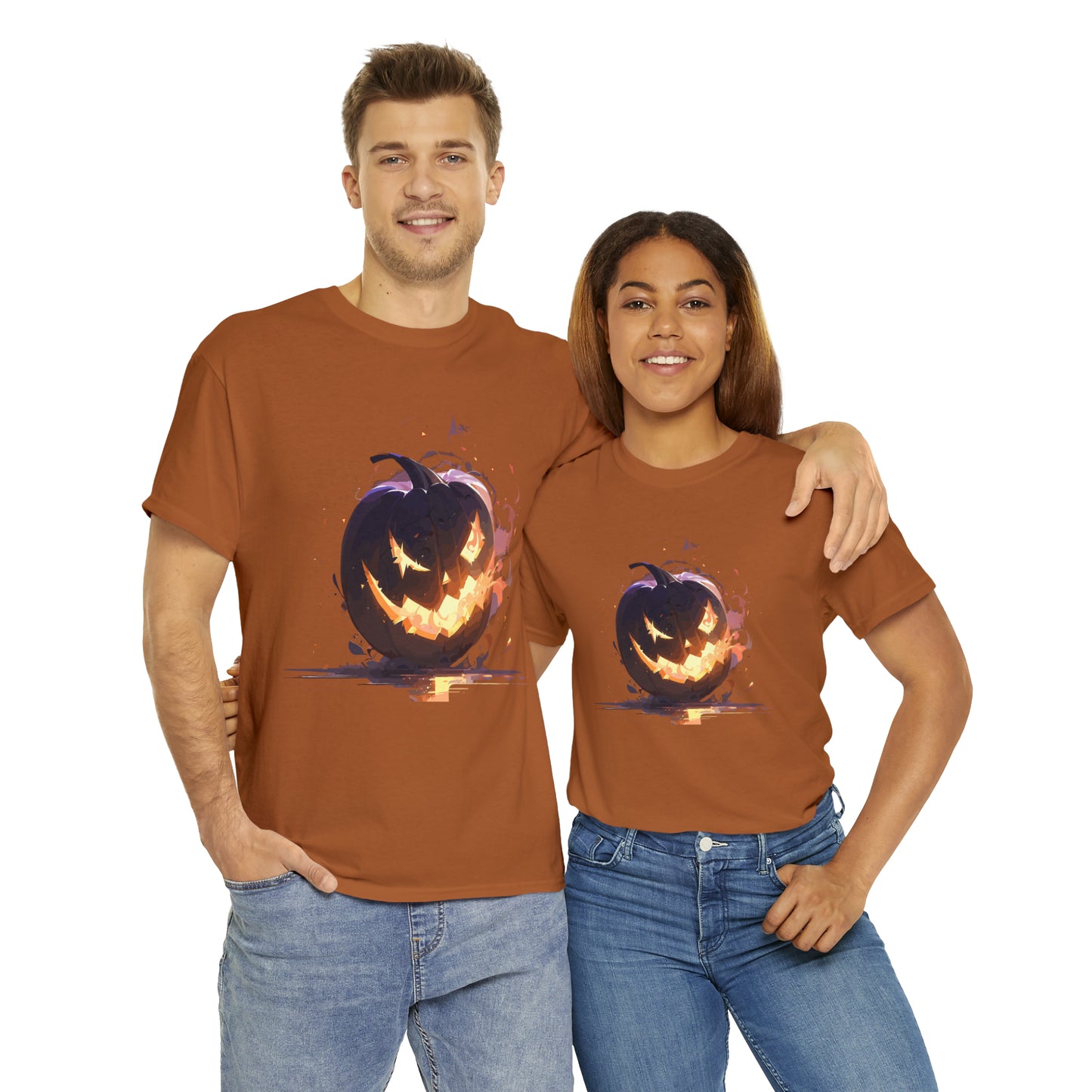 Halloween Scary Pumpkin Unisex Heavy Cotton Tee