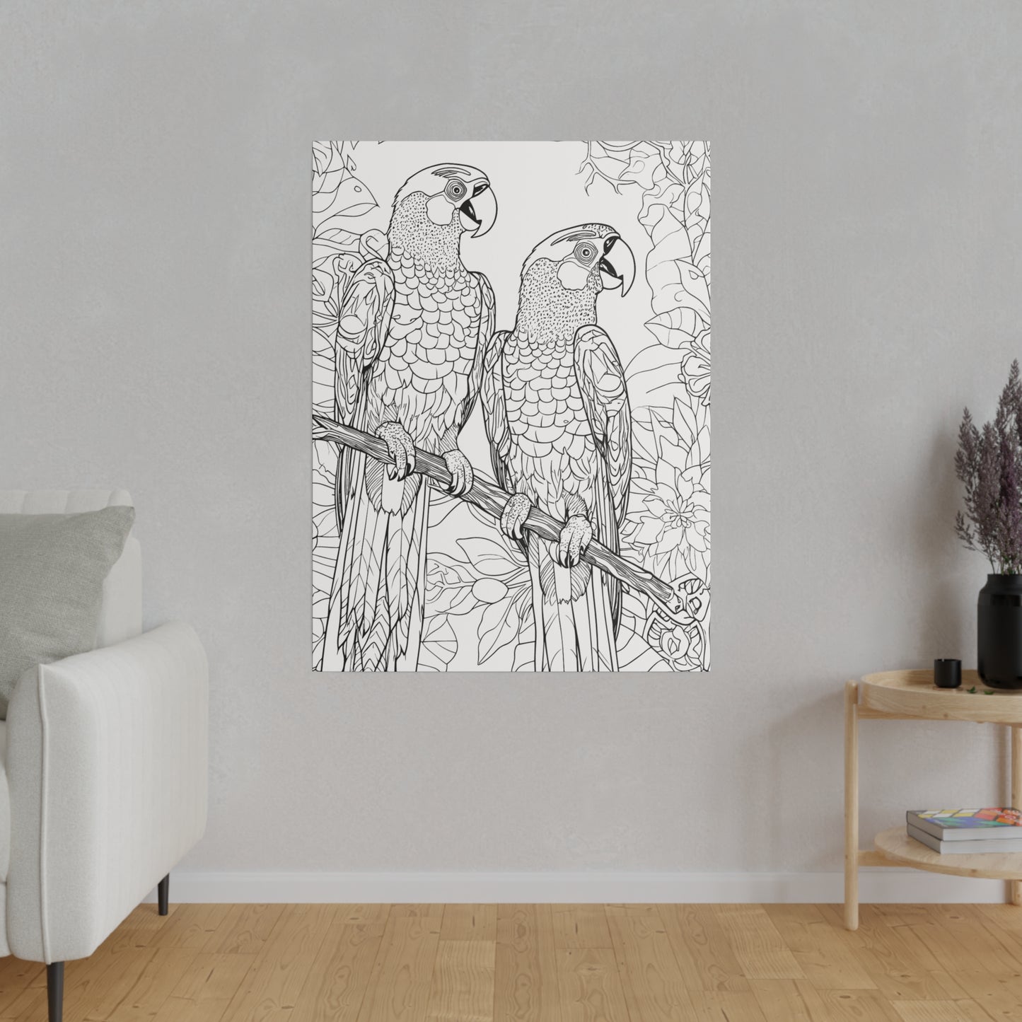 Macaw Parrots Coloring Canvas, Stretched, 0.75"