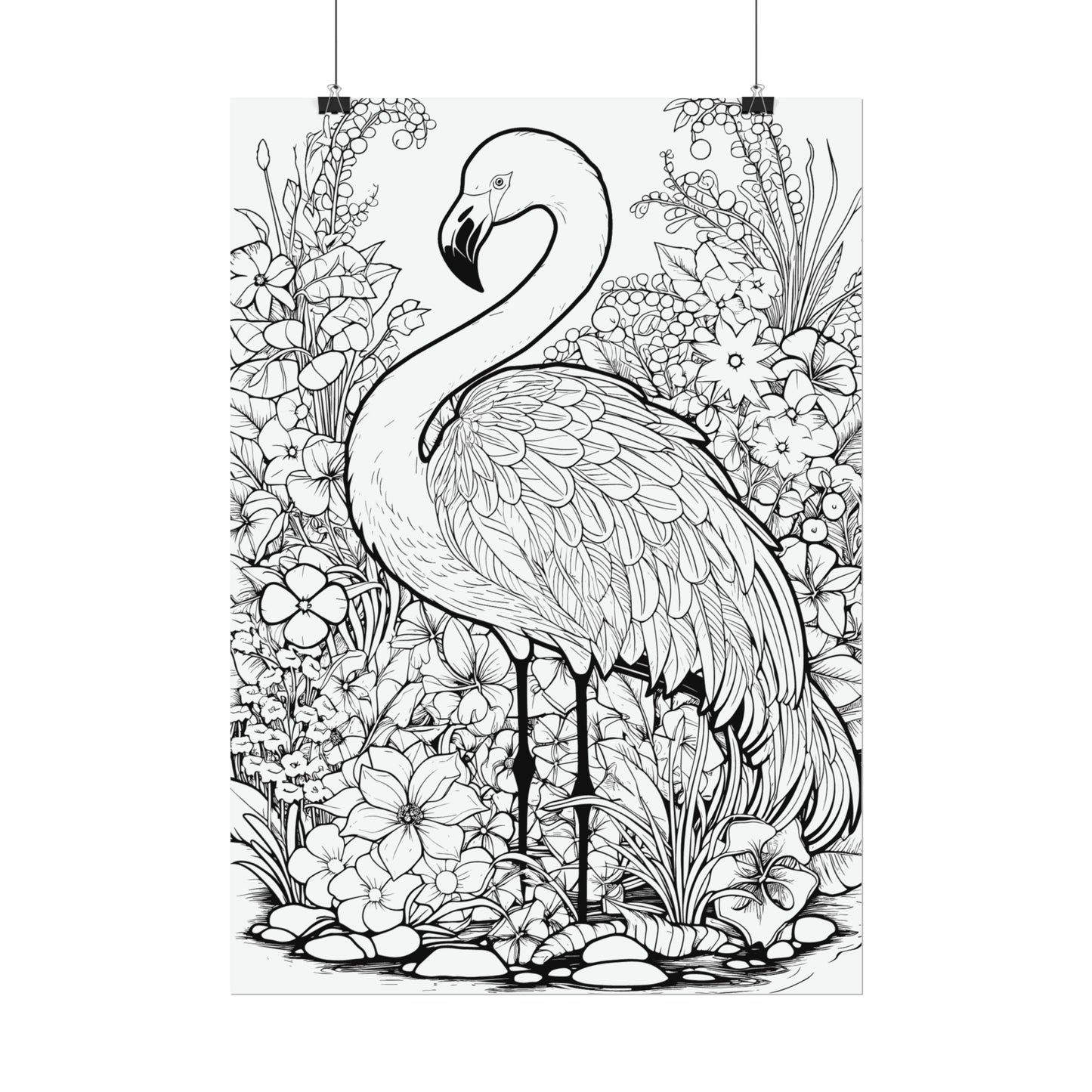 Flamingo Exotic Bird Coloring Art Posters