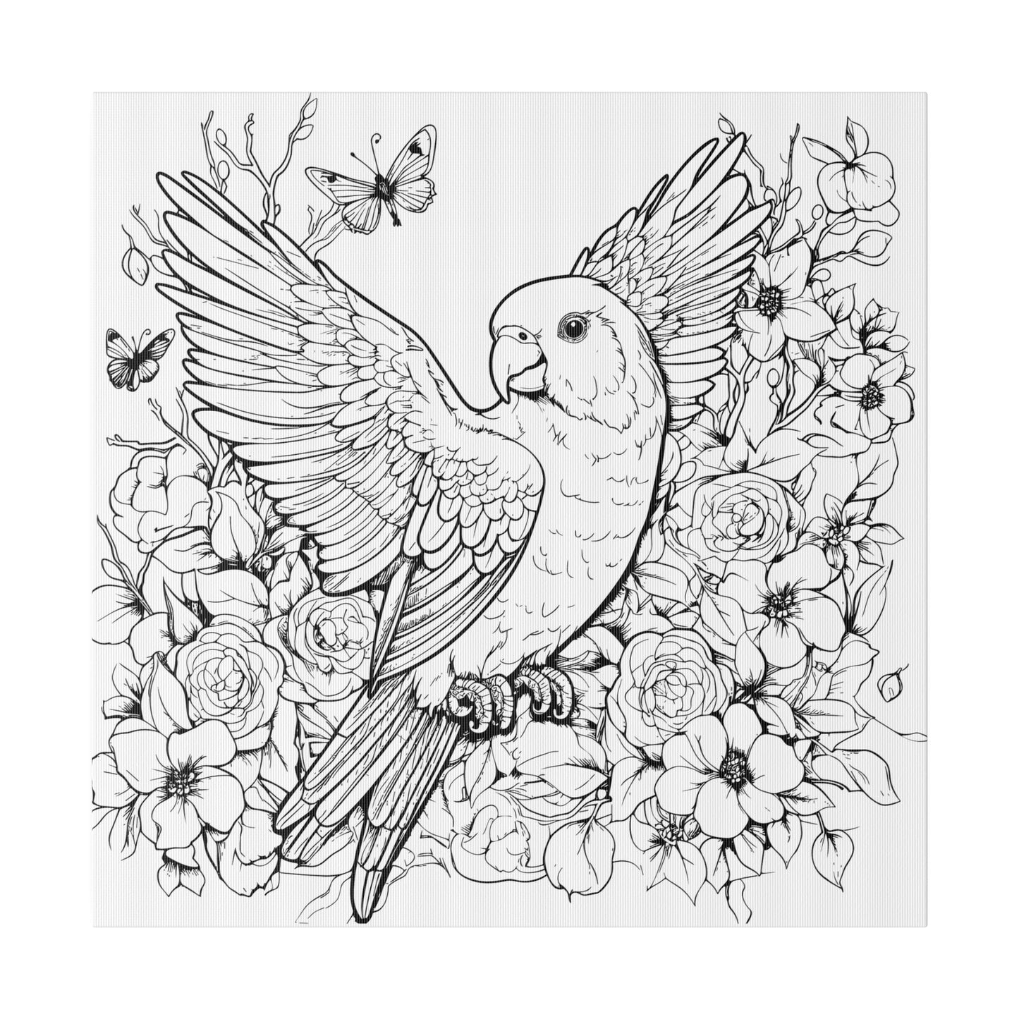 Parakeet Coloring Canvas, Stretched, 0.75"