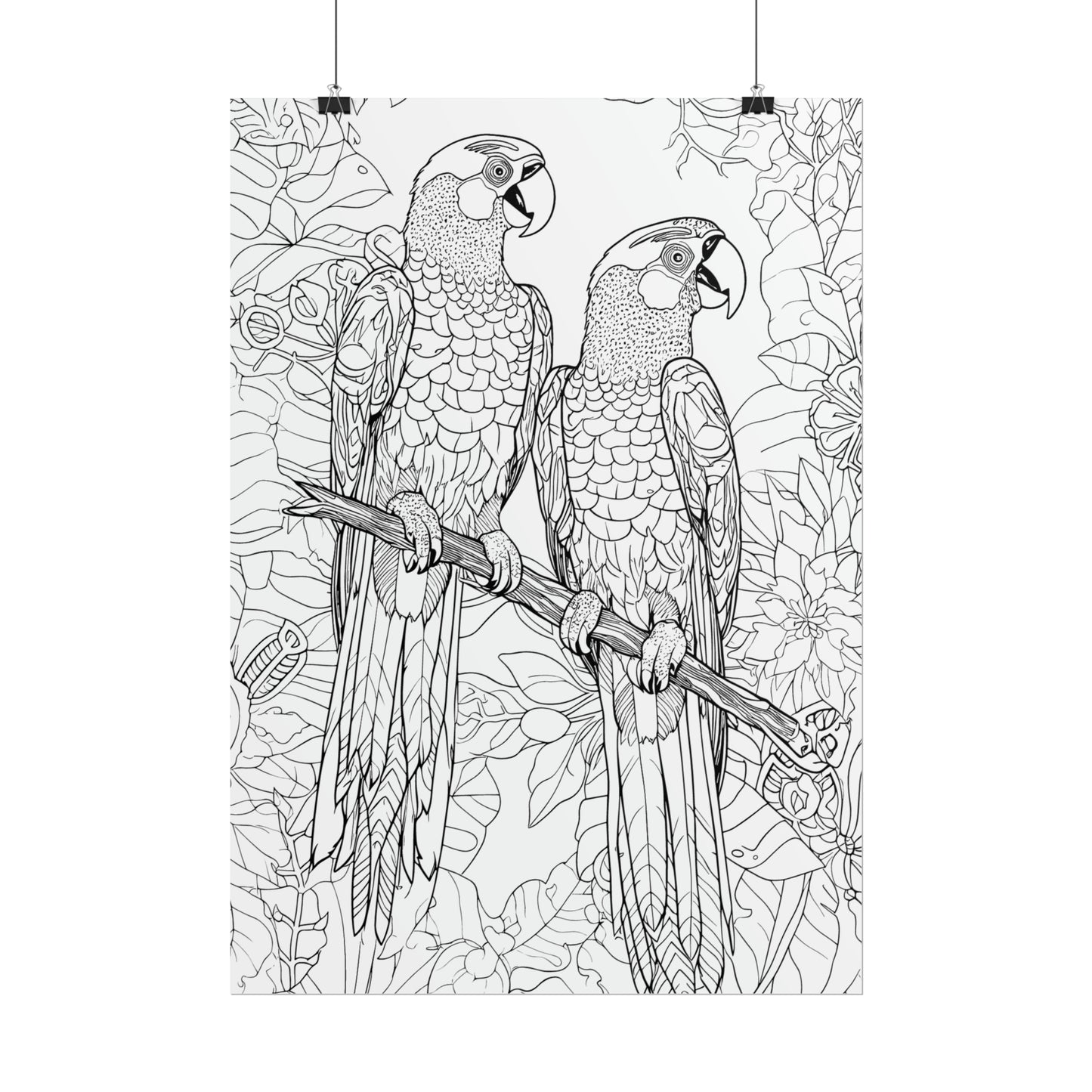 Macaw Parrots Exotic Bird Coloring Art Posters