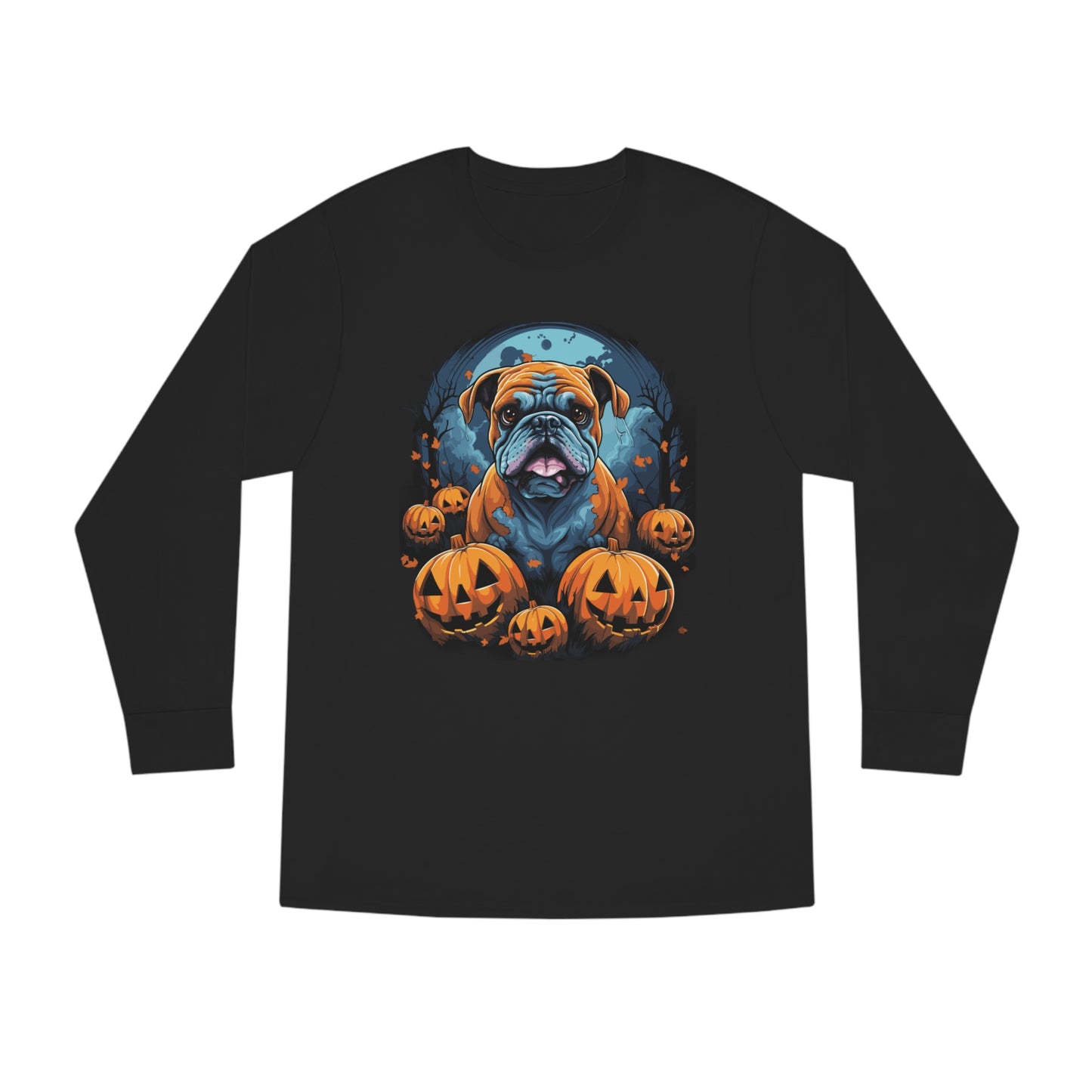 Halloween Bulldog Long Sleeve Crewneck Tee