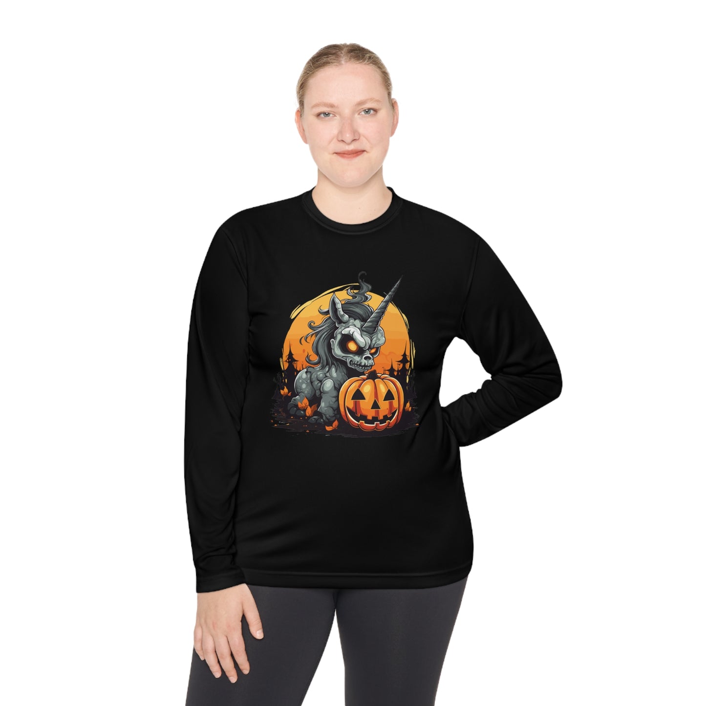 Halloween Scary Unicorn Unisex Lightweight Long Sleeve Tee