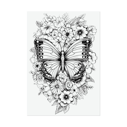 Butterfly Coloring Art Posters