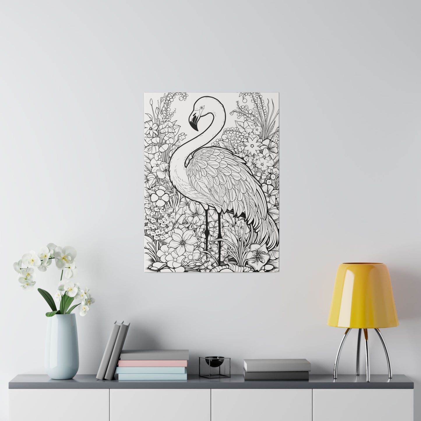 Copy of Flamingo Coloring Canvas, Stretched, 0.75"