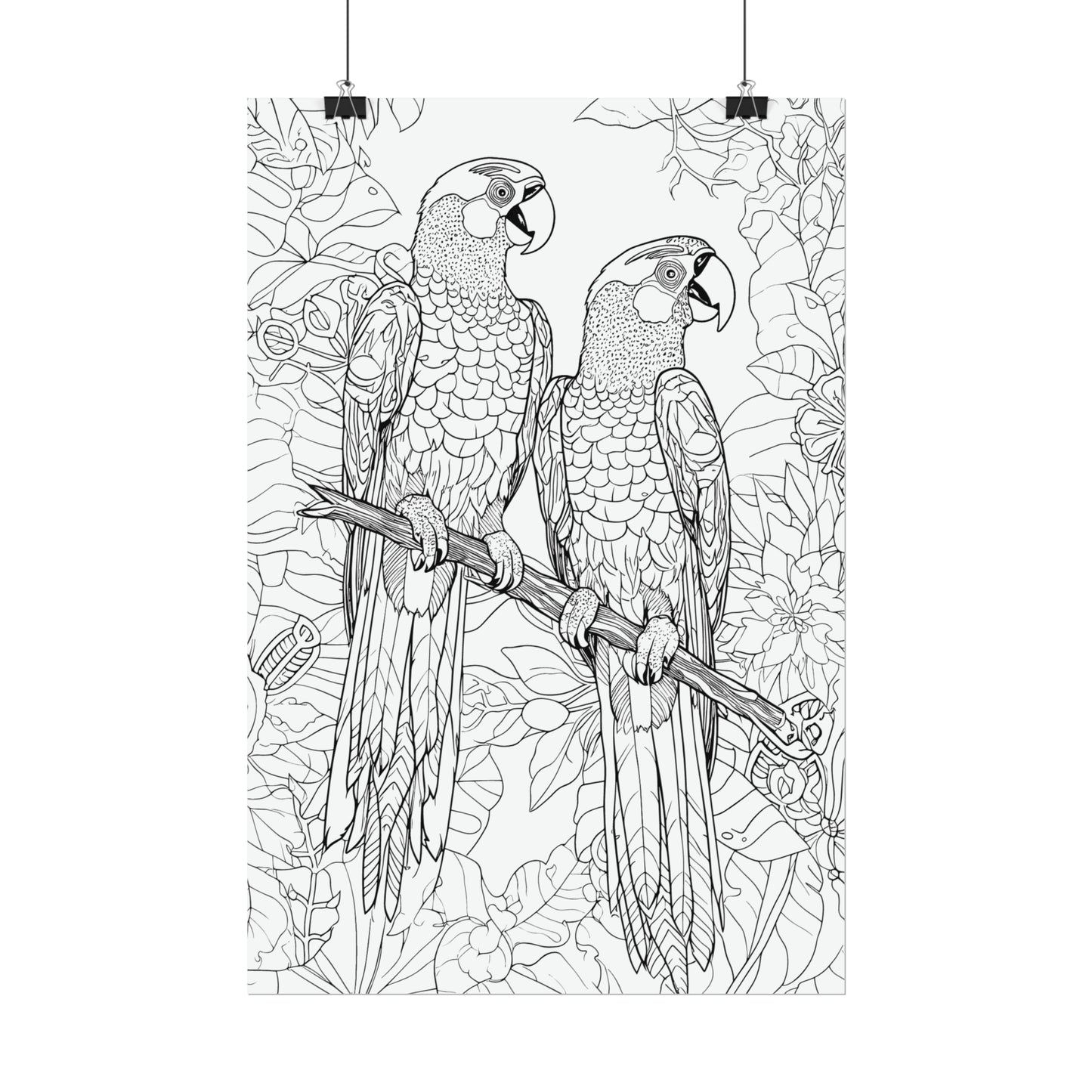 Macaw Parrots Exotic Bird Coloring Art Posters