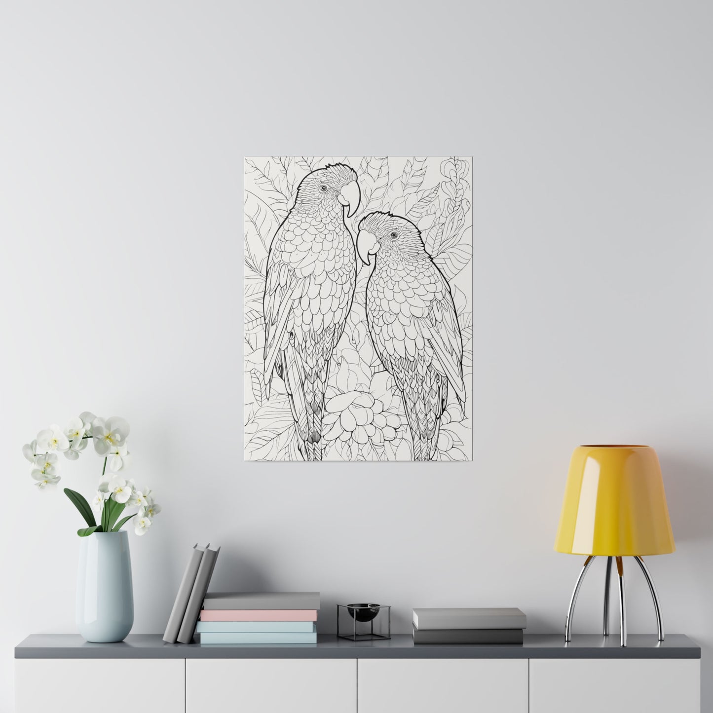 Amazon Parrots Coloring Canvas, Stretched, 0.75"