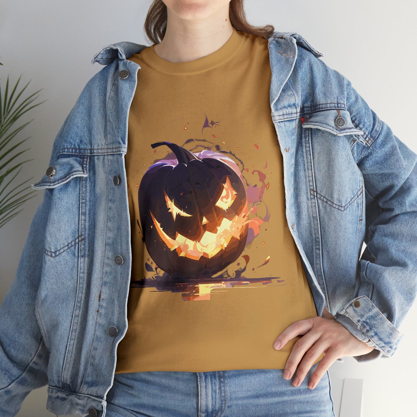 Halloween Scary Pumpkin Unisex Heavy Cotton Tee