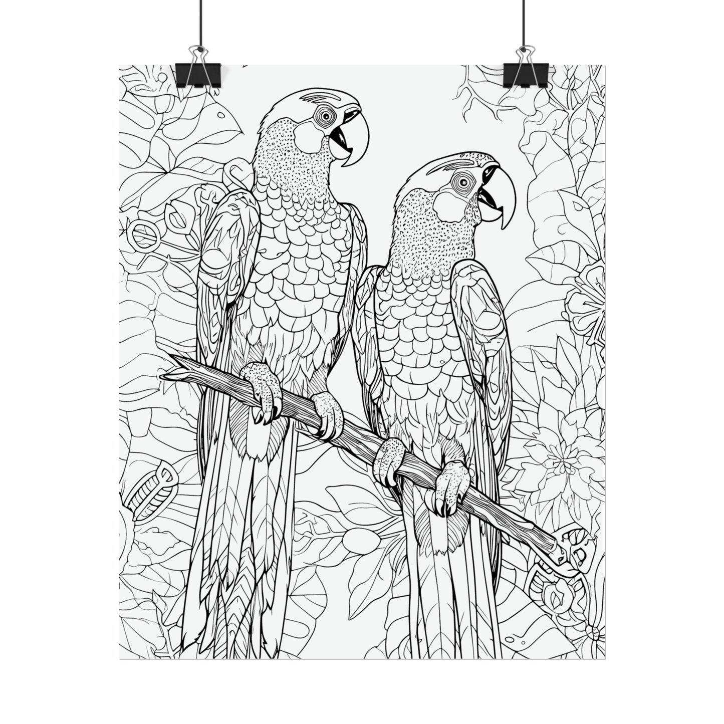 Macaw Parrots Exotic Bird Coloring Art Posters