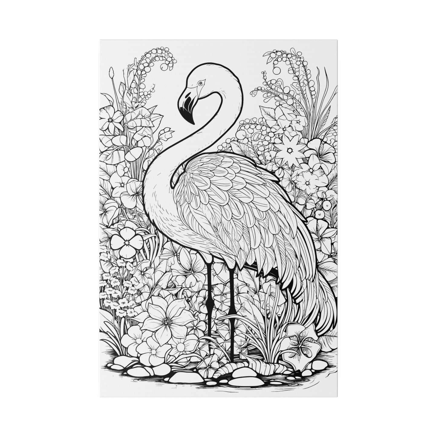 Copy of Flamingo Coloring Canvas, Stretched, 0.75"